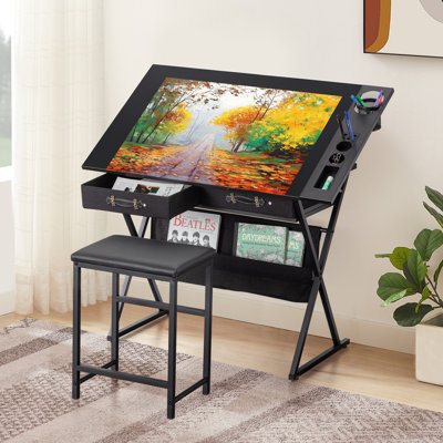 Bureau de dessin avec tabouret Yumisani