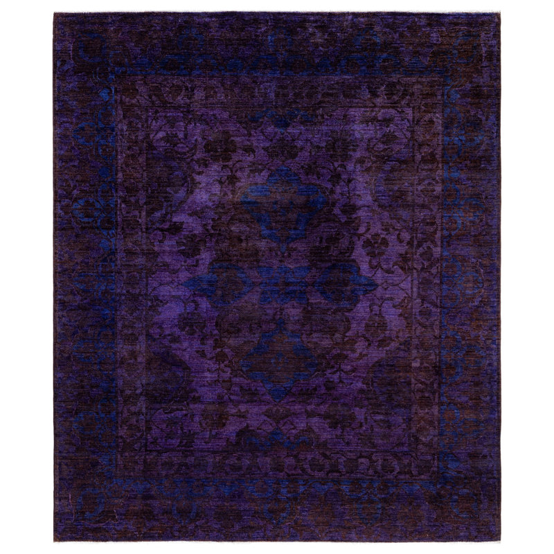 Tapis unique en laine 8 pi 2 po x 9 pi 10 po Huckstep - mauve