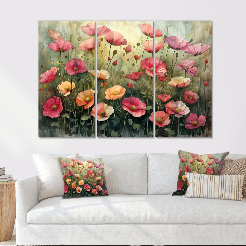 Vianney - Ensemble d'art mural Buttercups, Toile tendue, H 40 po x l 60 po x P 1 po