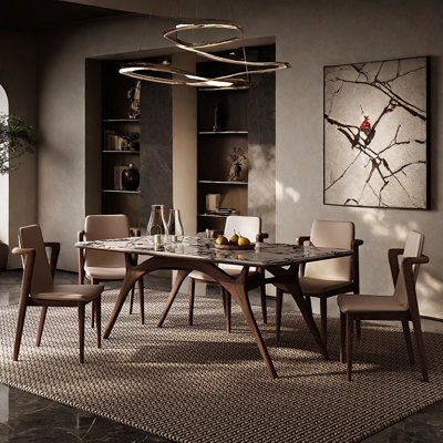 Rectangular Artificial Marble Dining Table Set