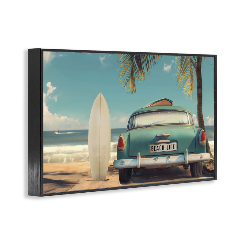 «Summer Beach Life», estampe numérique sur plaque, design by CAD Designs, H 12 po x l 18 po, Giclée encadrée noir minuit