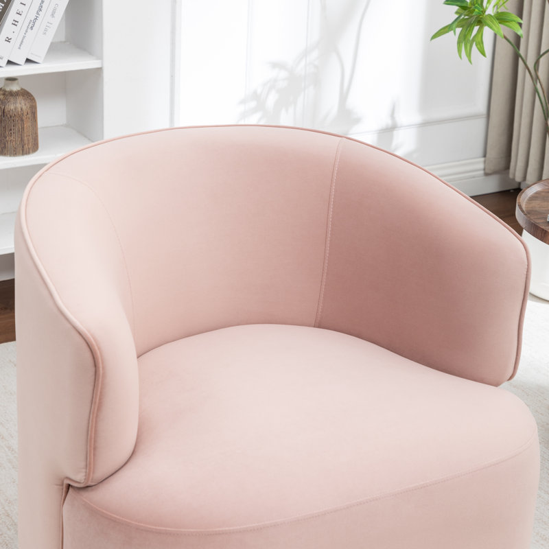 Fauteuil demi-tonneau pivotant rembourré Tybias, Rose