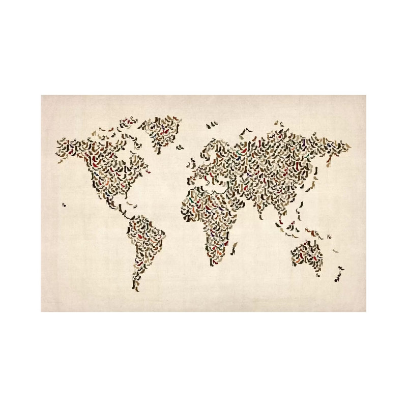 Women's Shoes (Boots) World Map by Michael Tompsett - 1 Piece Wrapped Canvas Painting, 101.6 cm H x 66.04 cm W x 1.91 cm D