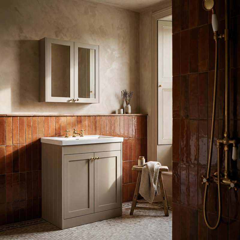 Ashwick Single Bathroom Vanity with Sits On Furniture Basin, Satin Green, 813 cm