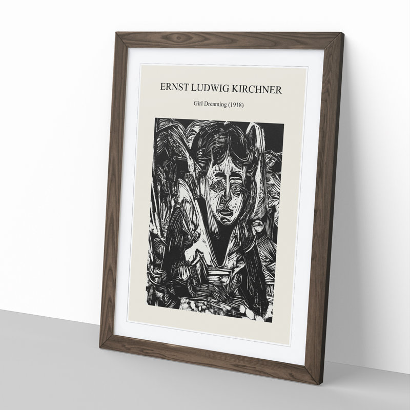 Girl Dreaming by Ernst Ludwig Kirchner - Single Picture Frame Print, Walnut Framed, 48cm H x 36cm W x 2cm D