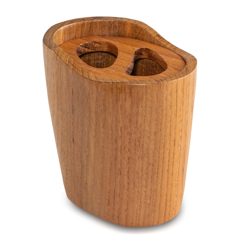 Cvetanka Solid Teak Oval Toothbrush Holder
