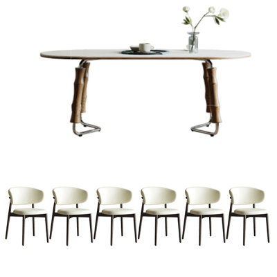 Sintered stone oval dining table set