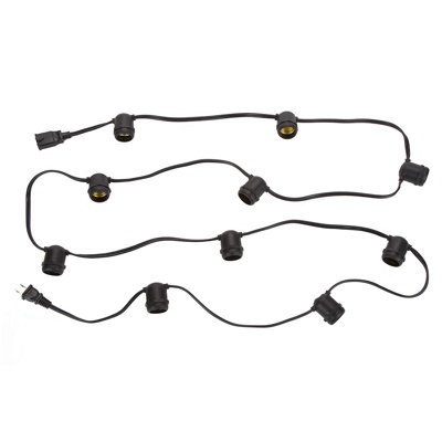 10-Count Cleveland Vintage Lighting Edison Light Bulb Socket Cord Set - 12ft Black Wire