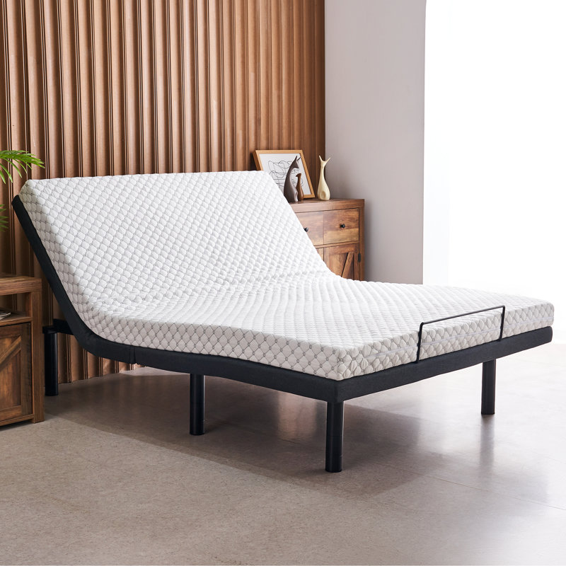Queen Adjustable Metal Frame Bed with Lighted Headboard