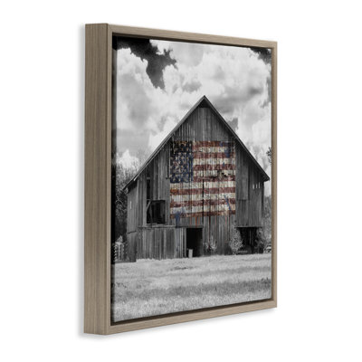 USA Flag Monochrome Barn Floating Frame, design by Decent Exposures