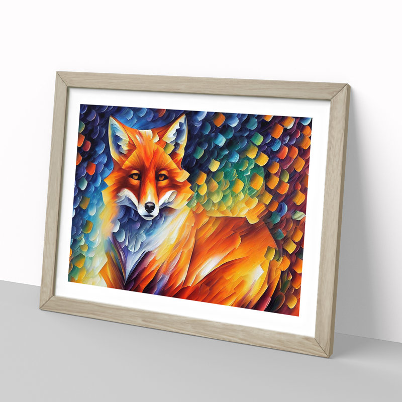 Fox - Single Picture Frame Print, 46cm H x 64cm W x 2cm D, Oak