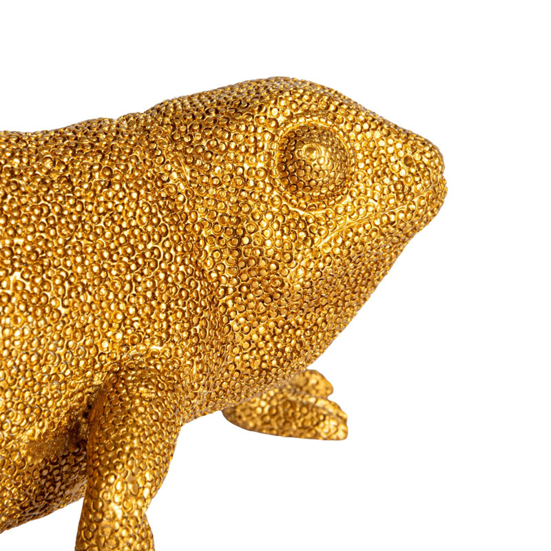 Resin Chameleon With Glass Vase
