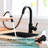 Black Kitchen Sink Faucet With Pull Out Spray - 360 Swivel, Single Handle, Ceramic Filled Modern Faucets Rotatable, For Bathroom
