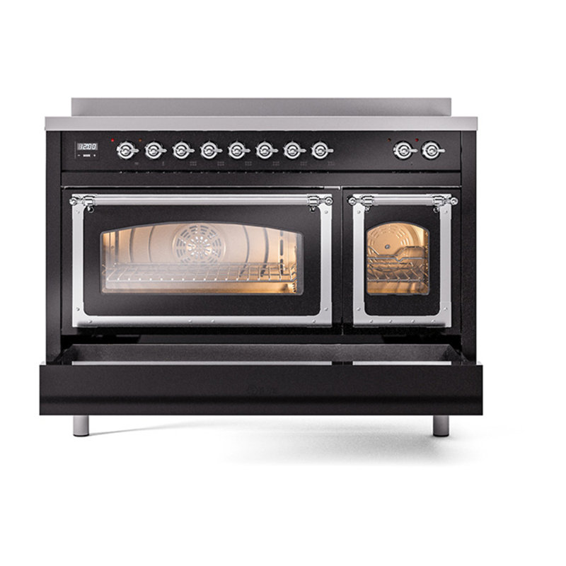 ILVE Nostalgie II Noblesse 48 in Induction Range, Glossy Black/Chrome