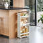 Tier Slim Storage Trolley, Kitchen Trolley With Wheels, Handle, Small Space, 15 X 43.2 X 86.5 Cm, Bathroom, Laundry Room, Rustic White