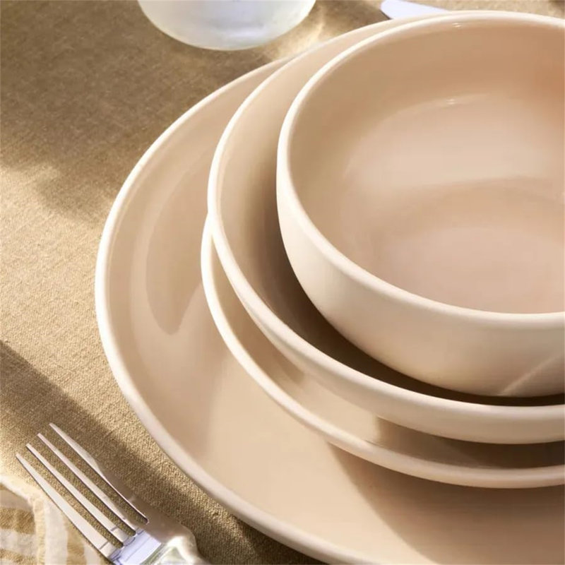 Rhonna Piece Porcelain China Dinnerware Set - Service for 6, Cream