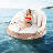 73" Tanning Pool Lounger Float With Retractable & Removable Canopy Spf50+ White