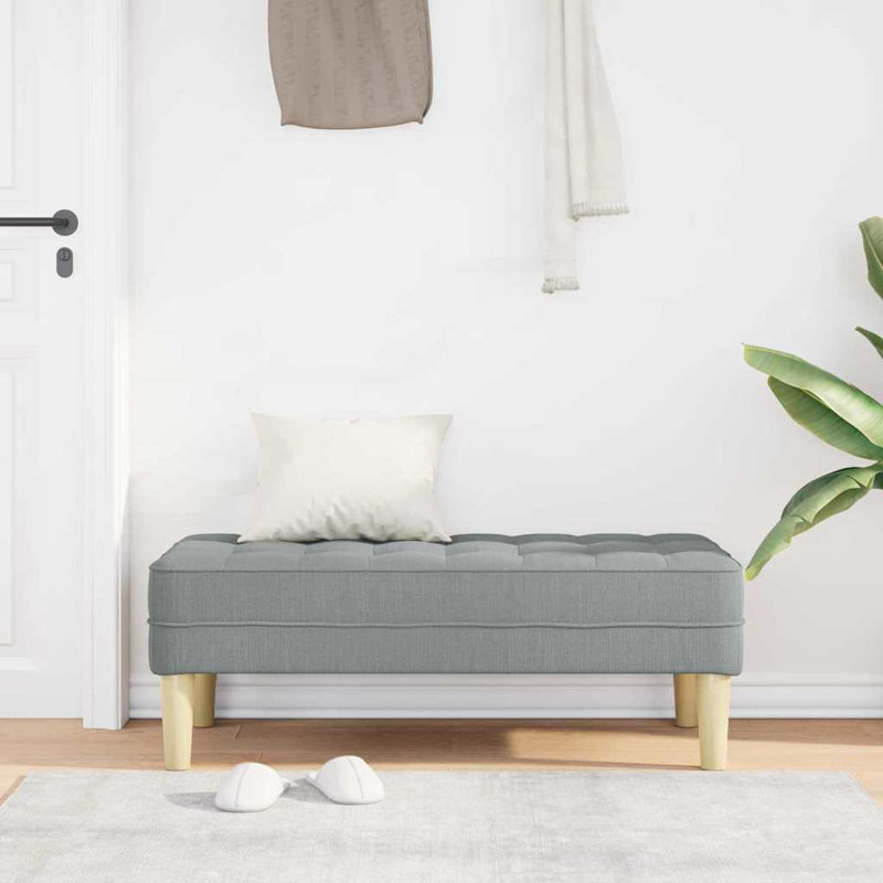 vidaXL Bench with Cushion Light Grey 44.49 x 22.44 x 15.35 in Fabric, Gray