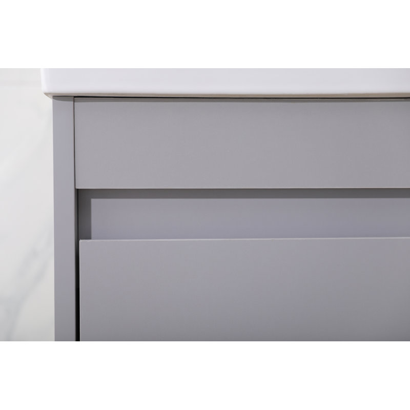 16" Modern Wall-Mounted Single Bathroom Vanity, Gray