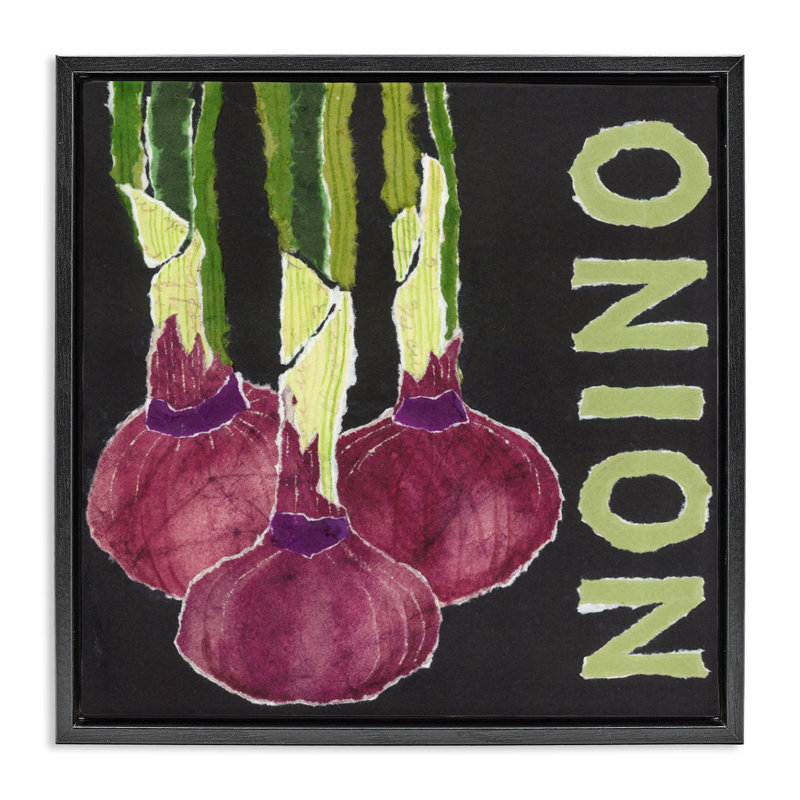 Cadre flottant Collage Garden Oignon, design par Nancy Overton, H 25 po x l 25 po, Cadre flottant noir de jais
