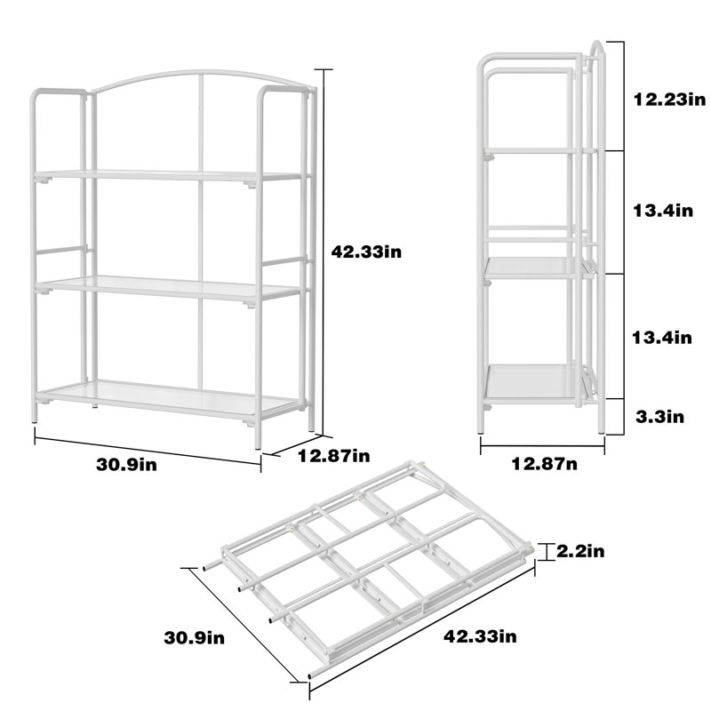Bibliothèque pliable à 3 niveaux plus large, Blanc