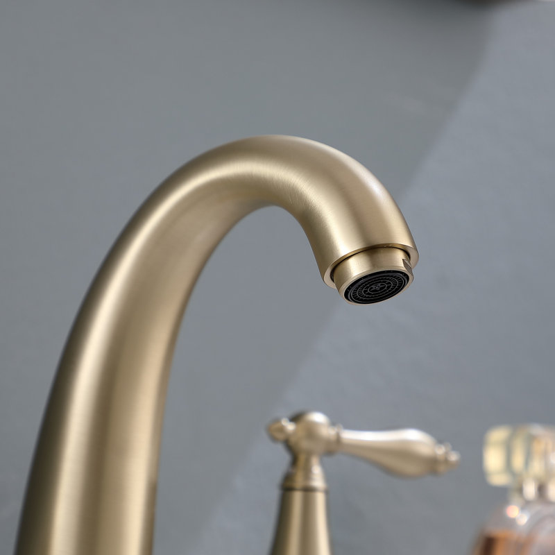 Widespread 2-handle Bathroom Faucet with Drain Assembly, Gold