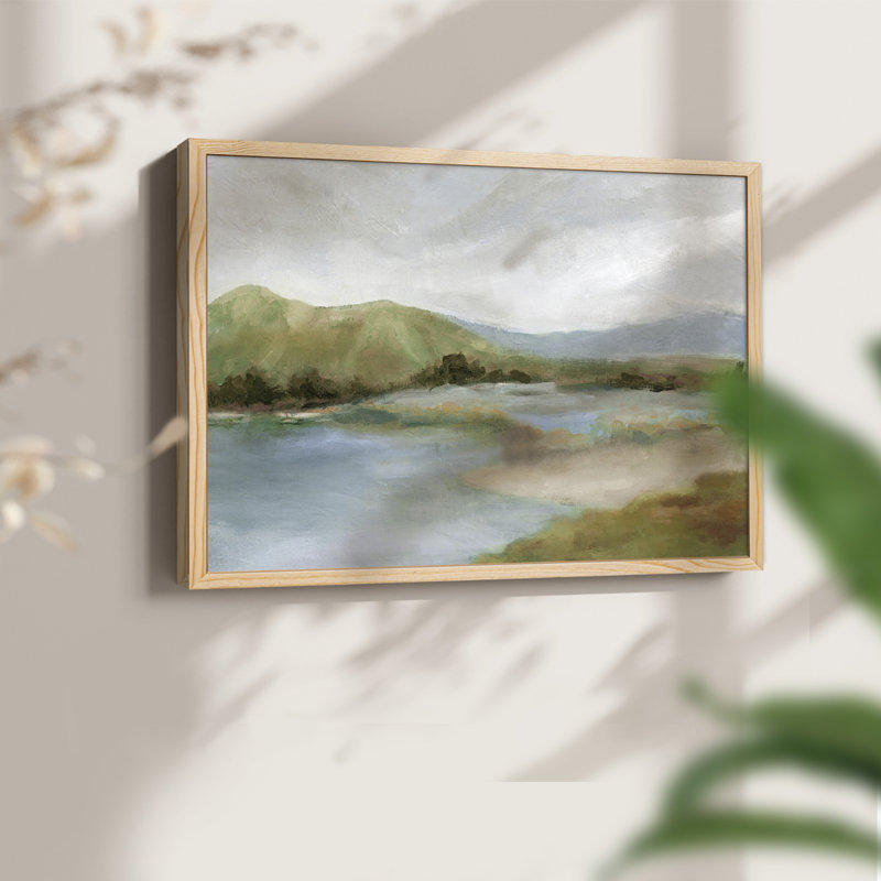 Foothills With Lake - Imprimé encadré - Restickable, Naturel, H 22 po x l 28 po