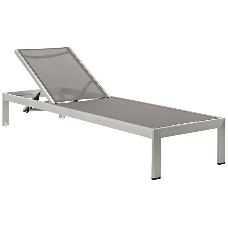 Chaise longue d'extérieur en filet Shore, Gris argenté