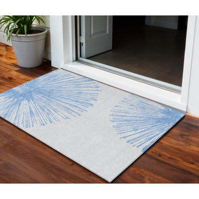 Tapis intérieur lavable abstrait ivoire 3 pi x 5 pi