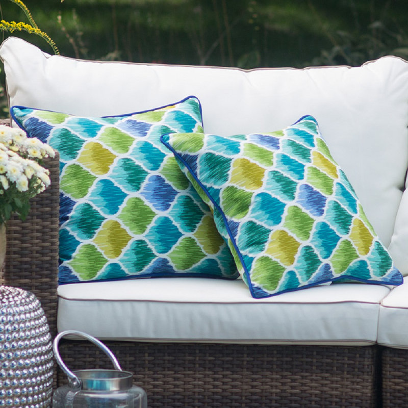 Curious Birds Indoor/Outdoor Throw Pillow, Caribbean, Geometric