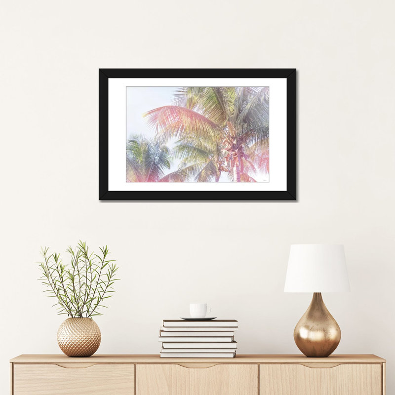 « rêve palm i », impression sur toile, Blanc, H 16 po x l 24 po x P 1 po, Papier d'art encadré noir