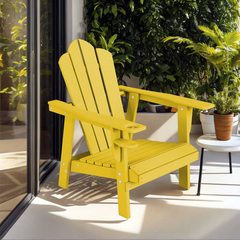 Devito All-Weather Resistant HDPE Plastic Oversize Adirondack Chair, Yellow