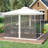 White Gazebo Canopy Net, 10' X With Zippers, Keep Your Porch From Winged And Debris Tent Netting, Clean -