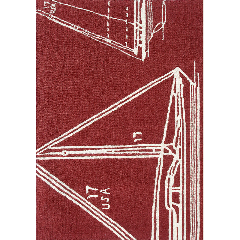 Rouge Tapis décoratif crochetée à la main, Rectangle 2 pi 6 po x 4 pi