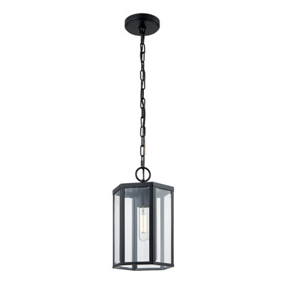 Fusion - Edgeworth Outdoor Pendant - Matte Black - Clear Glass Shade