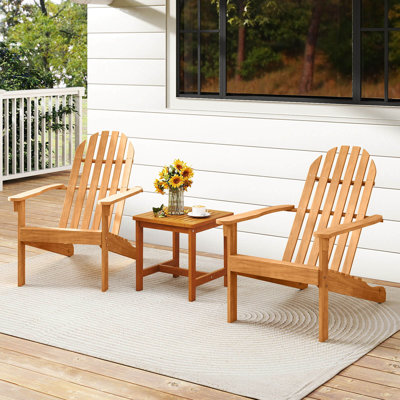 4 PCS Patio Adirondack Chair with Inclined Seat High Backrest for Porch Backyard
