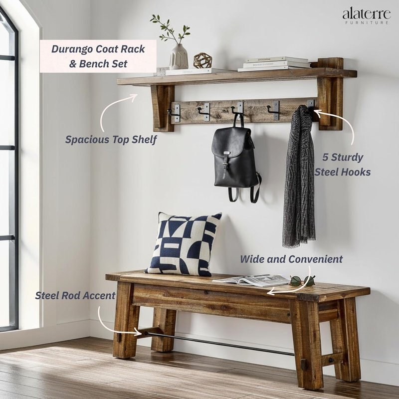 Durango 60" Hook Shelf and Bench Set