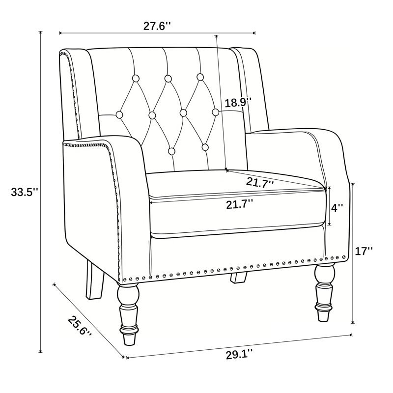 Fauteuil d'appoint rembourré 21,65 po, Blanc