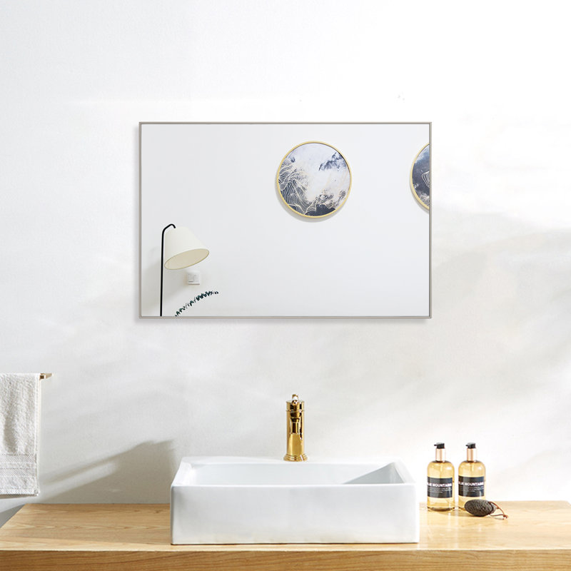 Idina Aluminum Framed Rectangle Wall Bathroom Mirror, Black, 38" H x 26" W x 0.86'' D