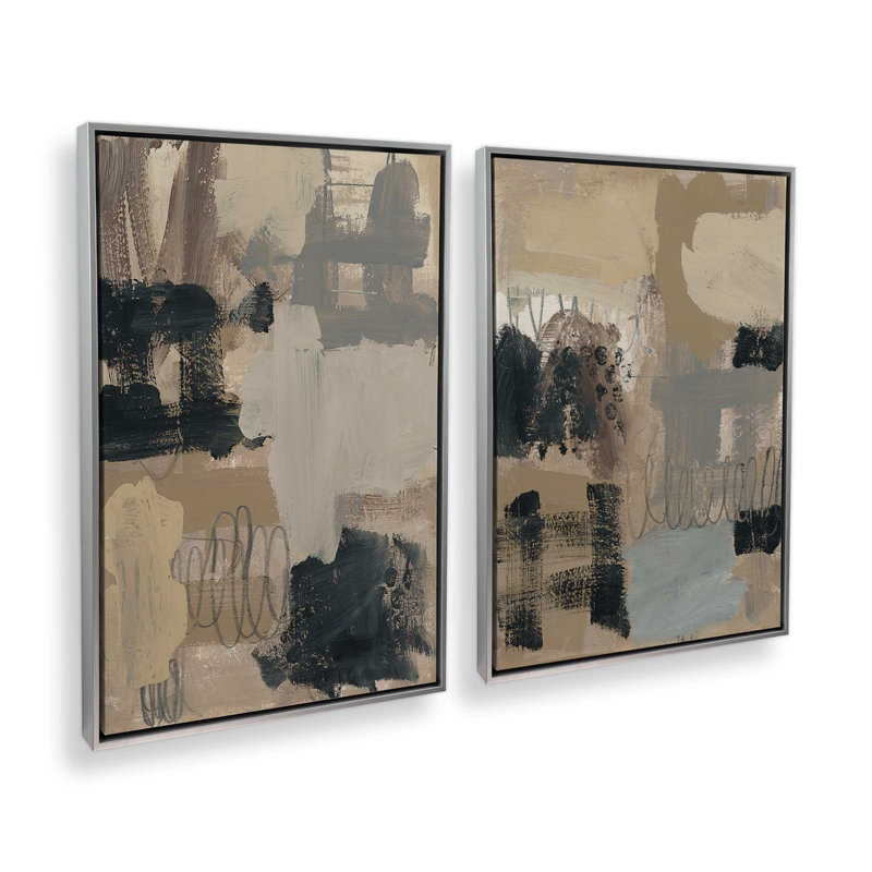 Terre et ombre, ensemble de 2, Cadre flottant en chrome poli, H 19 po x l 26 po