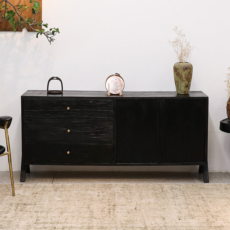Buffet de rangement en orme de style Wabi-Sabi, H 29,91 po x l 62,98 po x P 17,71 po
