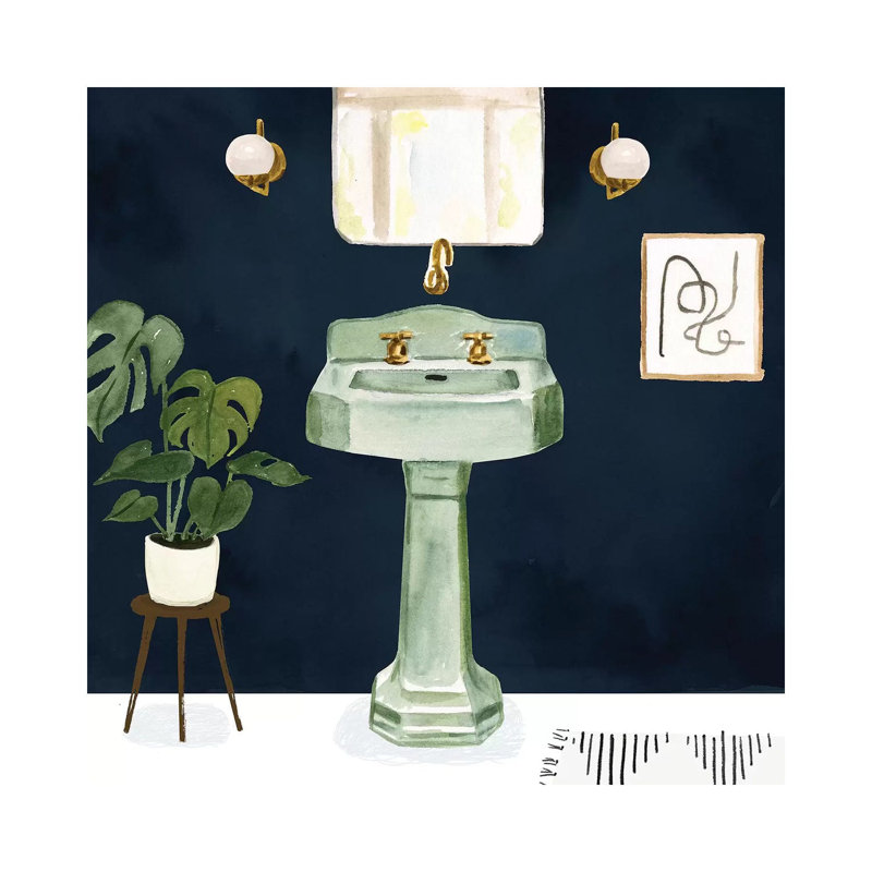 «Boho Bath Sinks II» par Victoria Borges, reproduction d'art sur toile tendue, H 12 po x l 12 po x P 0,75 po