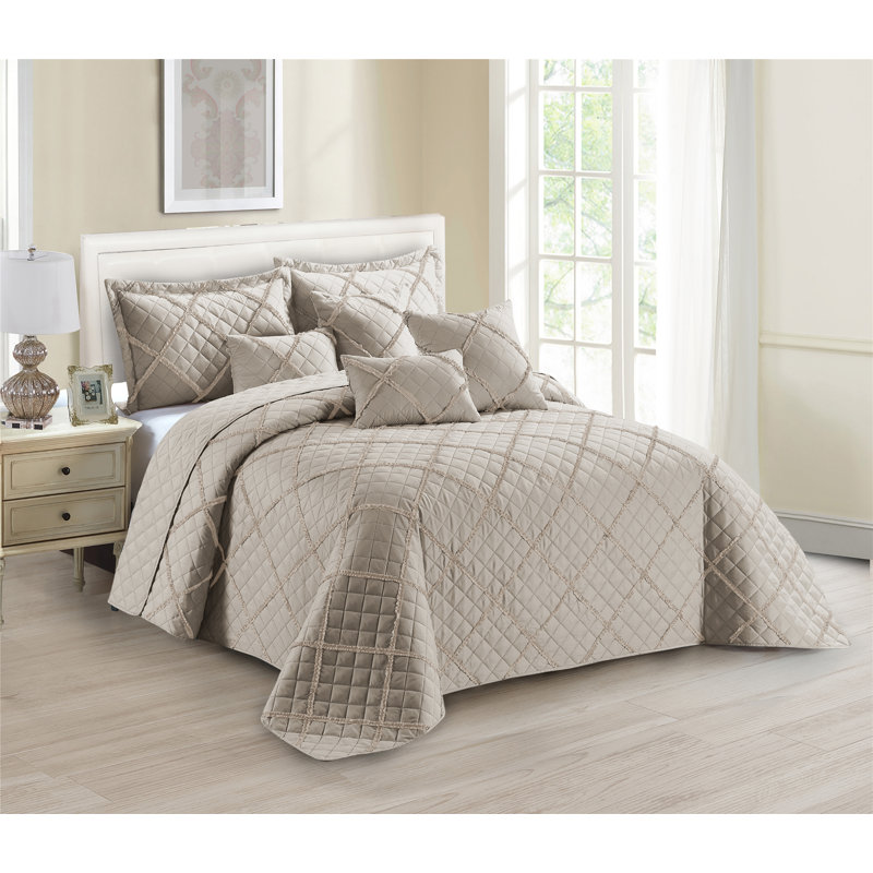 Rosalind Wheeler Fairdale Bedspread with Pillow Shams, 250 x 270 cm Bedspread - 2 Shams, Mink