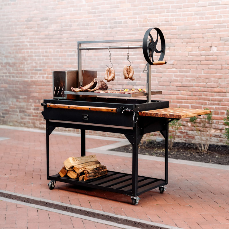 Backyard Discovery Argentine Santa Maria Wood Fire & Charcoal Steel BBQ Grill with Brasero and Adjustable Grates
