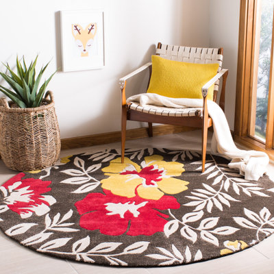 Aalst Soho Hand Tufted Wool/Viscose Floral Rug in Brown/Yellow/Red