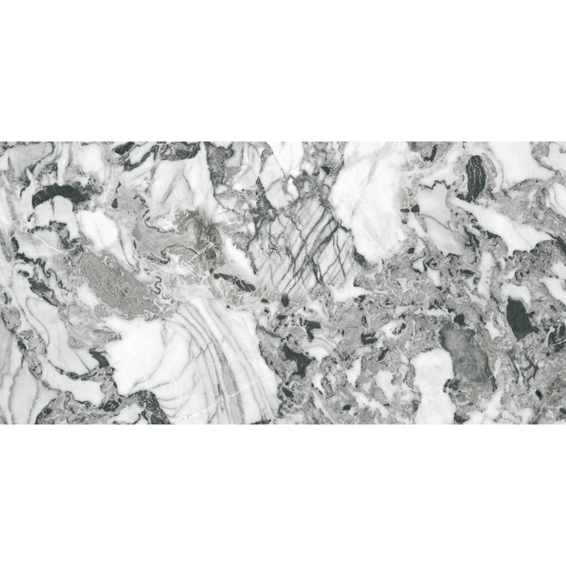 High Gloss 19.3" x 38.6" Porcelain Marble Look Wall Floor Use Tile, Jade Deep