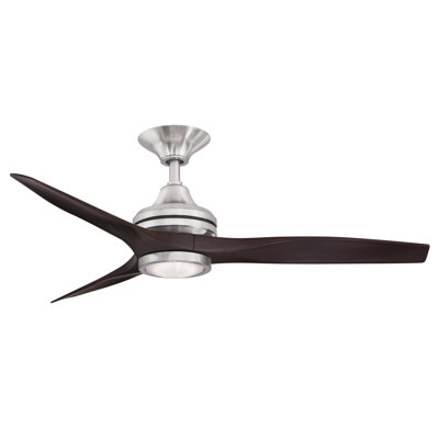 Spitfire 48 Inch Indoor/outdoor Ceiling Fan With Led Light Kit - Brushed Nickel With Walnut Blades -  Fanimation, FP6721BBN-48DWA-LK