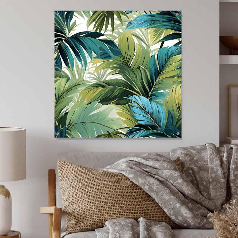 Palmier, motif tropical en acrylique, H 36 po x l 36 po