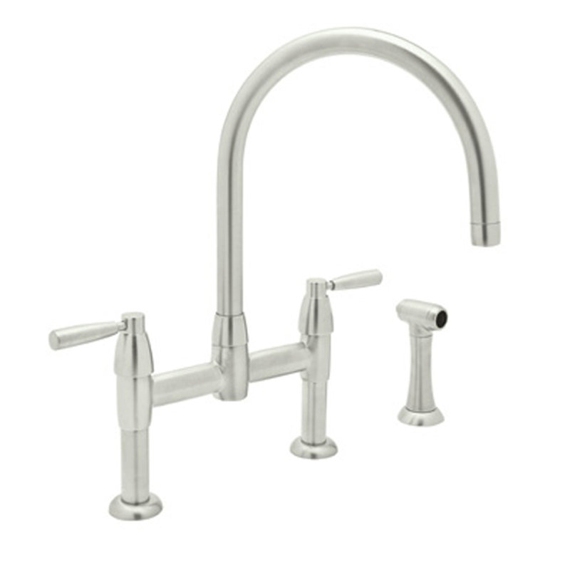 Holborn Double Handle Kitchen Faucet, Unlacquered Brass, Lever