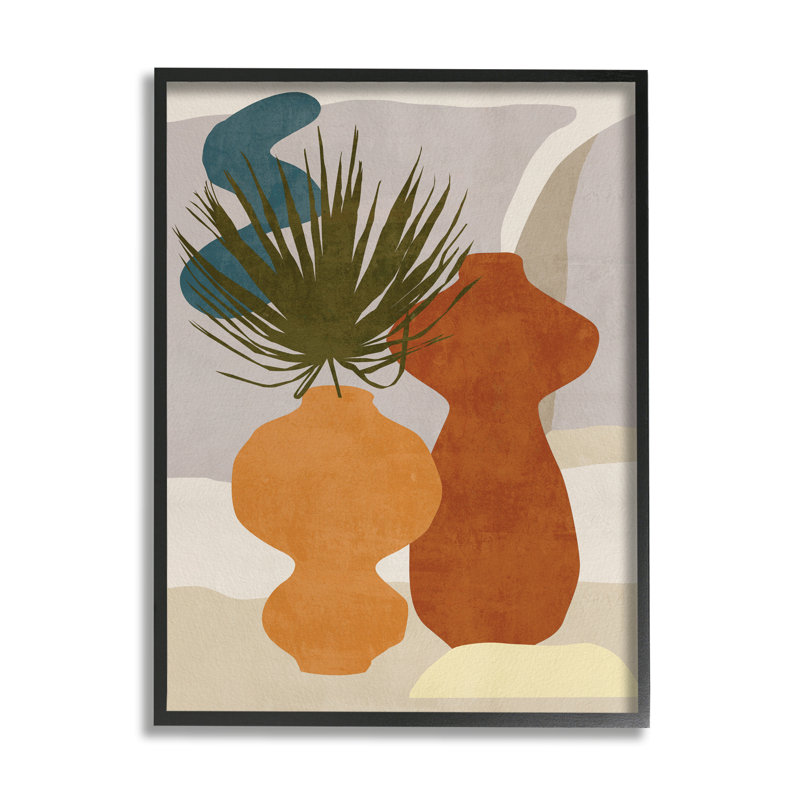 Vases occidentaux abstraits, brun et orange, par Melissa Wang - impression, Giclée encadrée noir minuit, H 30 po x l 24 po
